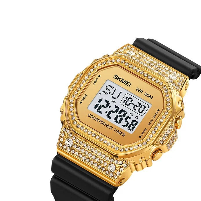 Skmei – 2000 – Women Luxury Diamond Digital Watch - Gold image 3