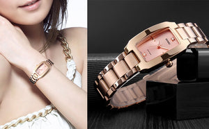 SKMEI - 1400 - Women Stainless Steel Rectangle Dial Elegant Watch - rose gold image 5