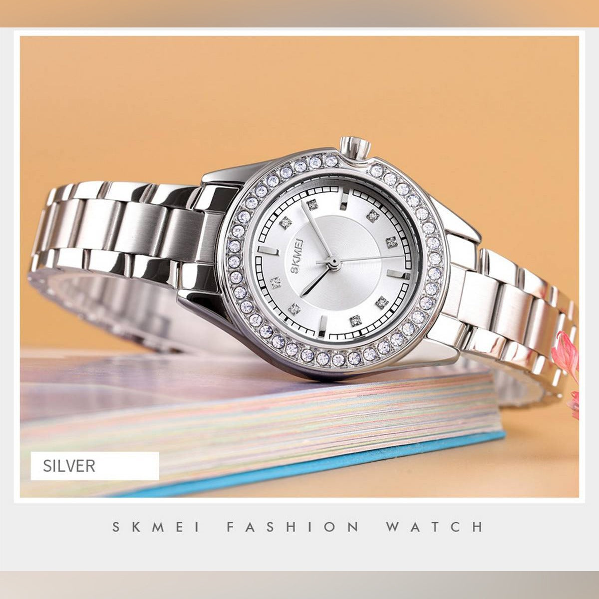 SKMEI - 1534 - Women Water Resistant Diamond Quartz Watch - silver image 2