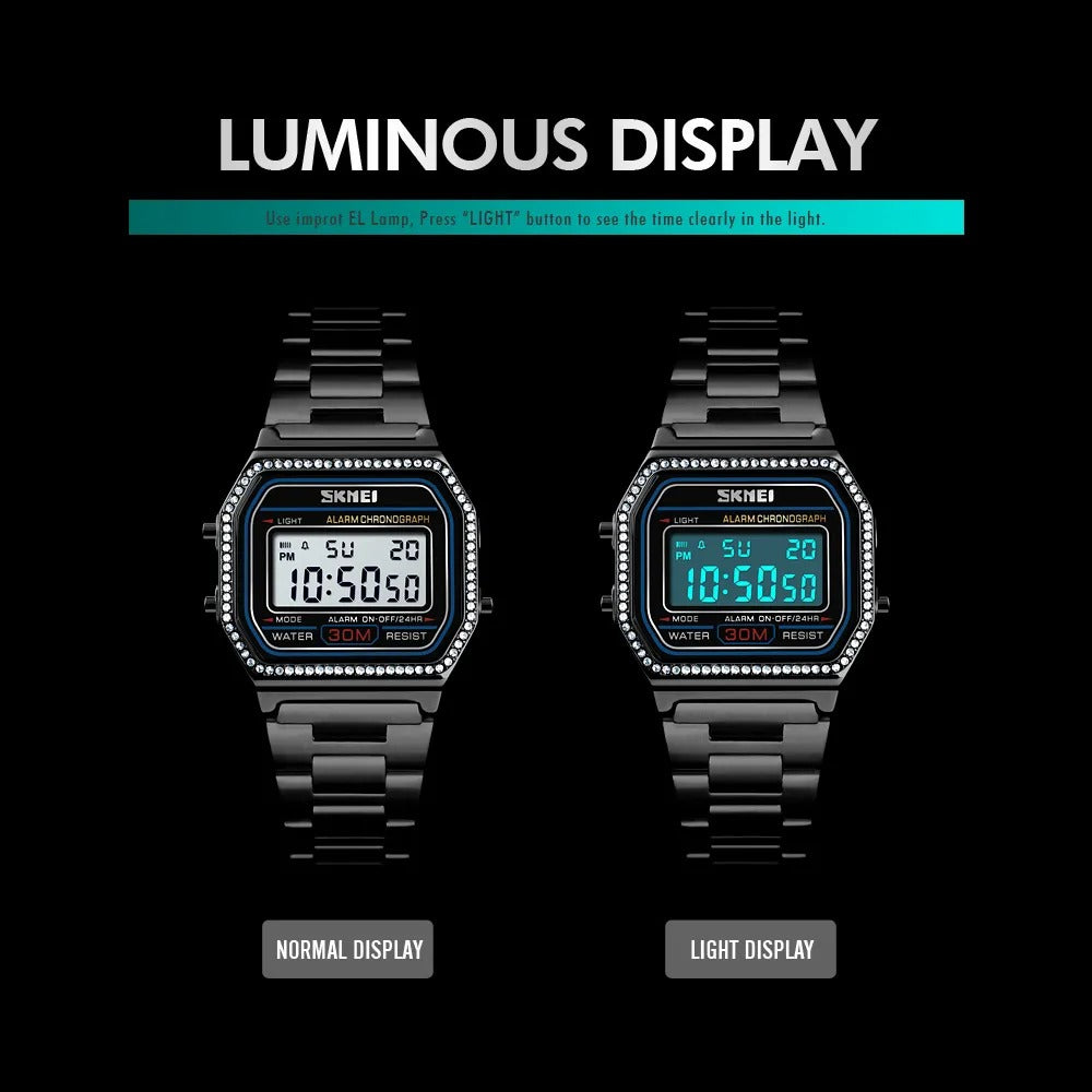 Skmei - 1474 - Digital Women Watch - Black image 3