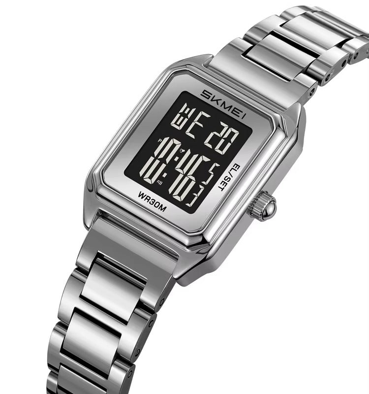 SKMEI - 2493 - Women Digital Stainless Steel Watch - silver/black image 0