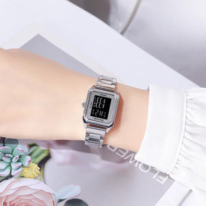 SKMEI - 2493 - Women Digital Stainless Steel Watch - silver/black image 3