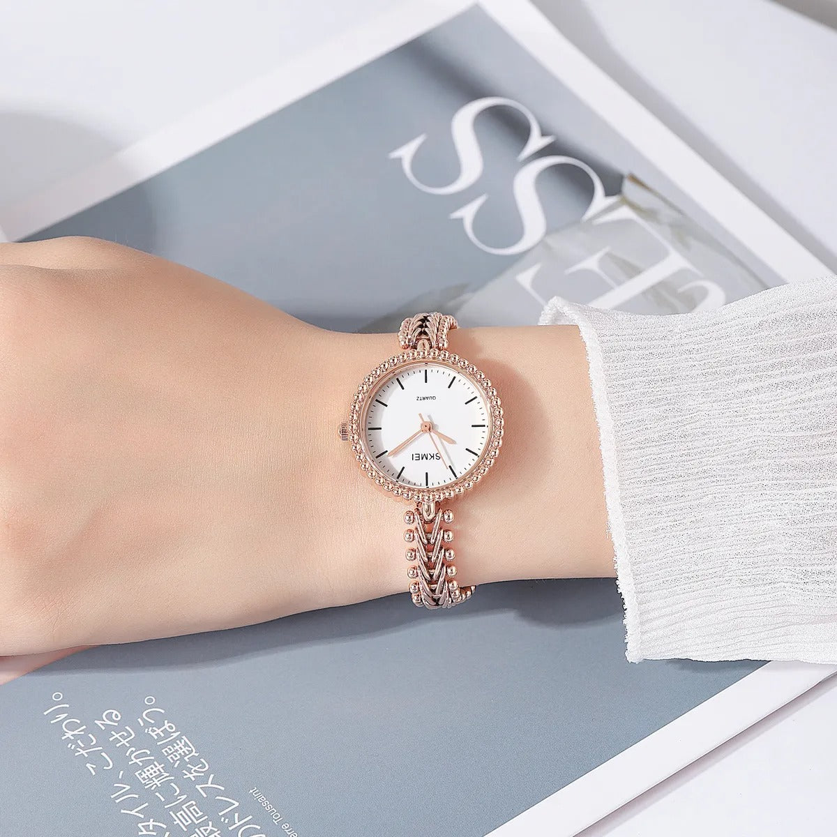 Skmei - 2548 - Women Minimal Quartz Timepiece - rose gold image 2