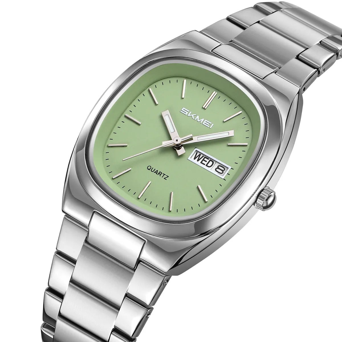 SKMEI 2420 Unisex Analog Quartz Day-Date Watch - silver/green image 0