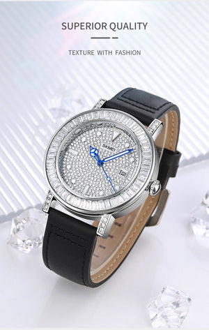 SKMEI - 1953 - Women Luxury Embossed Stone Diamond Quartz - Black image 4