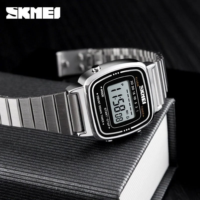 Skmei - 1901 - Women Minimal Square Watch - Silver-Steel image 2