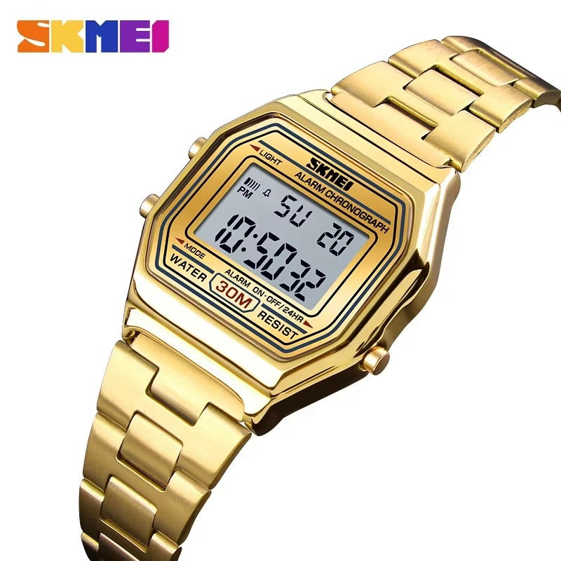 Skmei 1415 - Women Digital Stainless Steel Water Resistant - Gold image 1