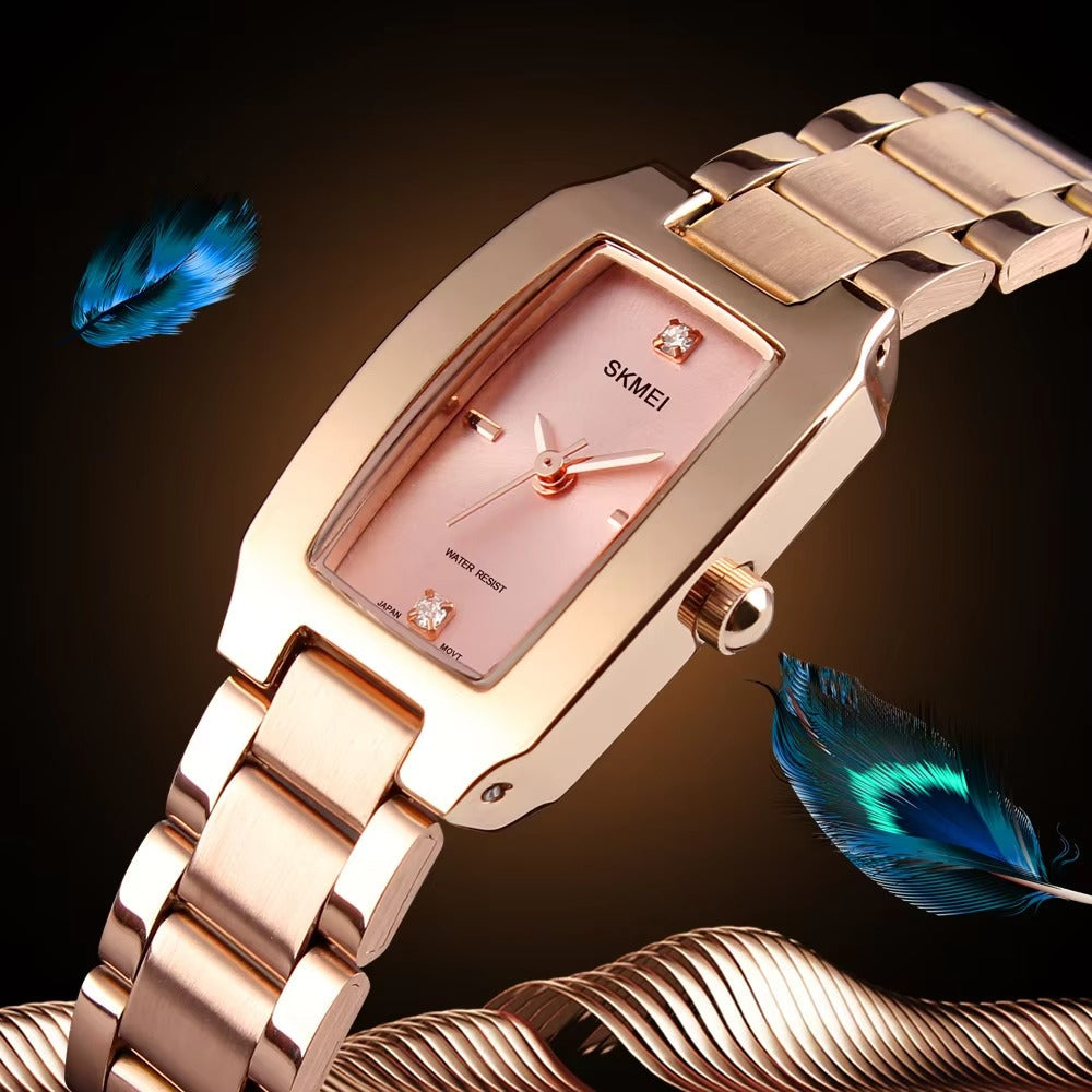 SKMEI - 1400 - Women Stainless Steel Rectangle Dial Elegant Watch - rose gold image 4