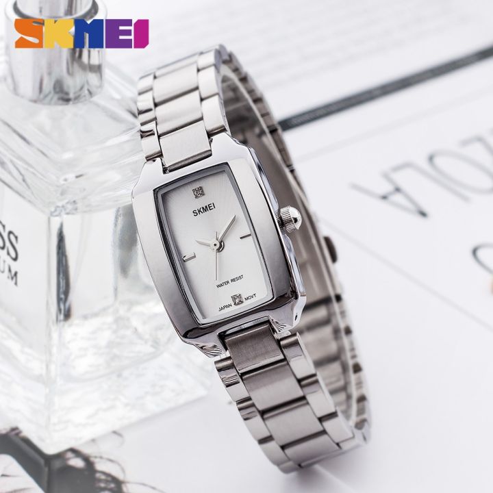 SKMEI - 1400 - Women Stainless Steel Rectangle Dial Elegant Watch - silver image 1