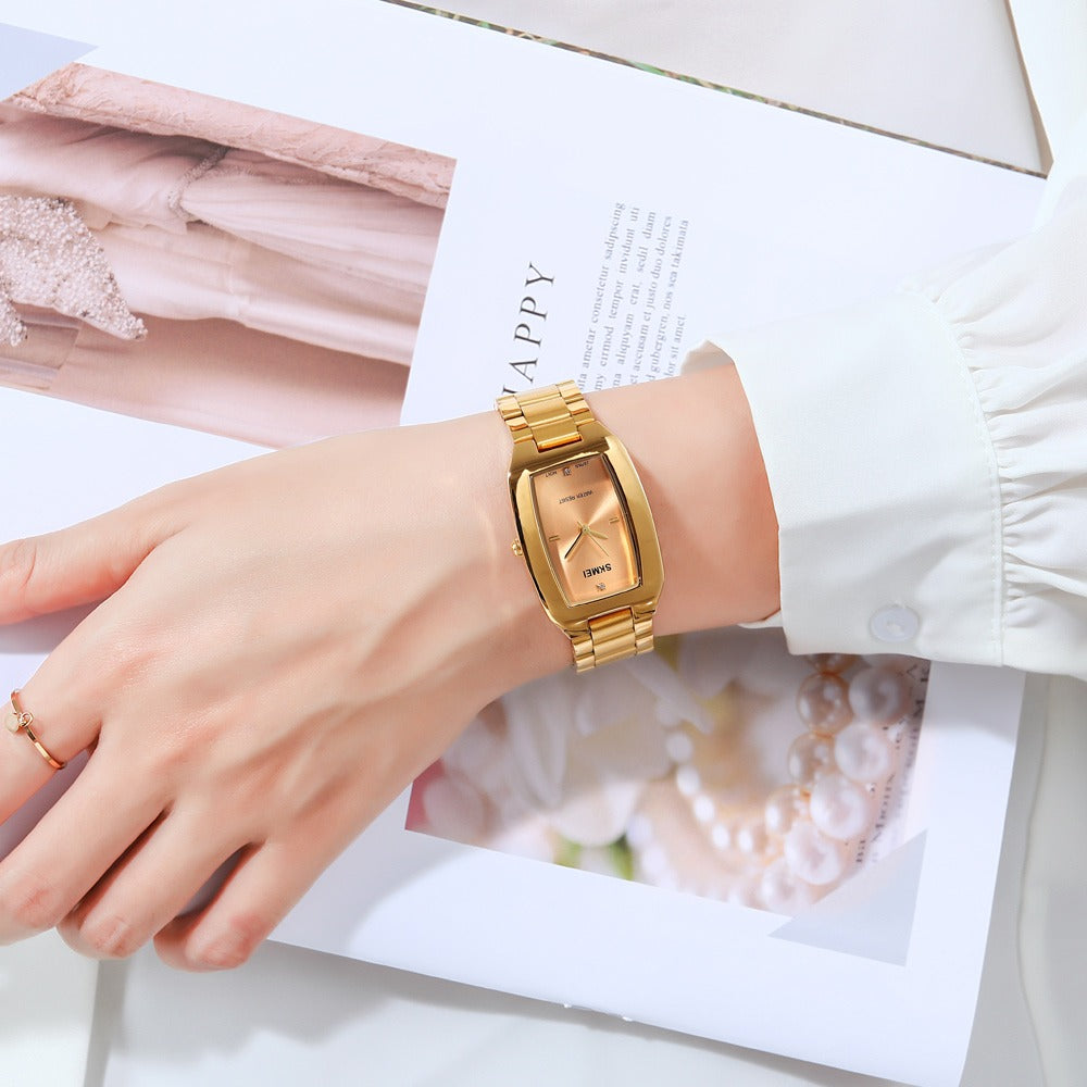 SKMEI - 1400 - Women Stainless Steel Rectangle Dial Elegant Watch - gold image 4