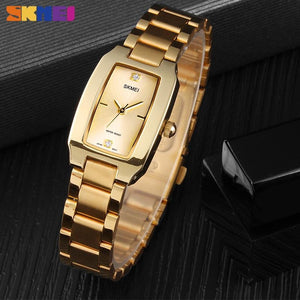 SKMEI - 1400 - Women Stainless Steel Rectangle Dial Elegant Watch - gold image 3