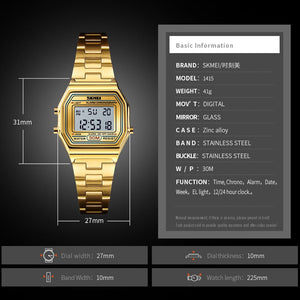 Skmei 1415 - Women Digital Stainless Steel Water Resistant - Gold image 3