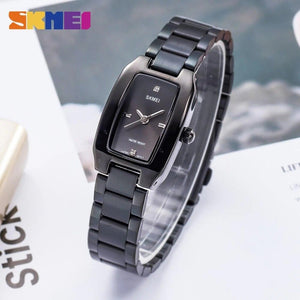 SKMEI - 1400 - Women Stainless Steel Rectangle Dial Elegant Watch - black image 3