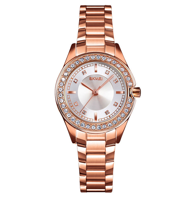 SKMEI - 1534 - Women Water Resistant Diamond Quartz Watch - rose gold image 2