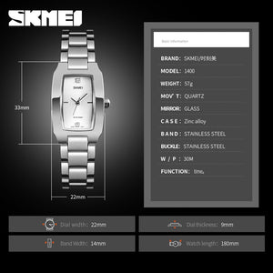 SKMEI - 1400 - Women Stainless Steel Rectangle Dial Elegant Watch - silver image 5