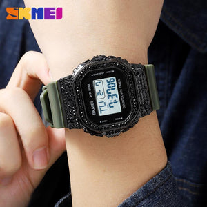 Skmei – 2000 – Women Luxury Diamond Digital Watch - Army/Green image 2