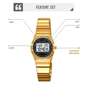 SKMEI - 2446 - Women Digital Stainless Steel Watch - gold image 2