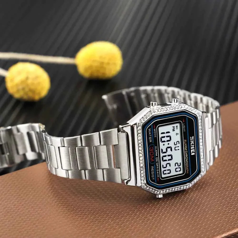 SKMEI 1474 Women Digital Stainless Steel Elegant Watch - Silver